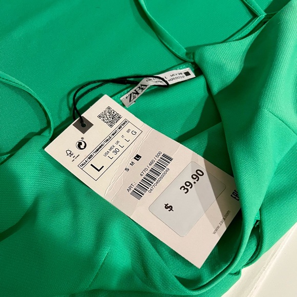 NEW Zara Stretch Knit Cutout Detail Long Maxi Slip Dress Size L Emerald Green - Picture 9 of 11